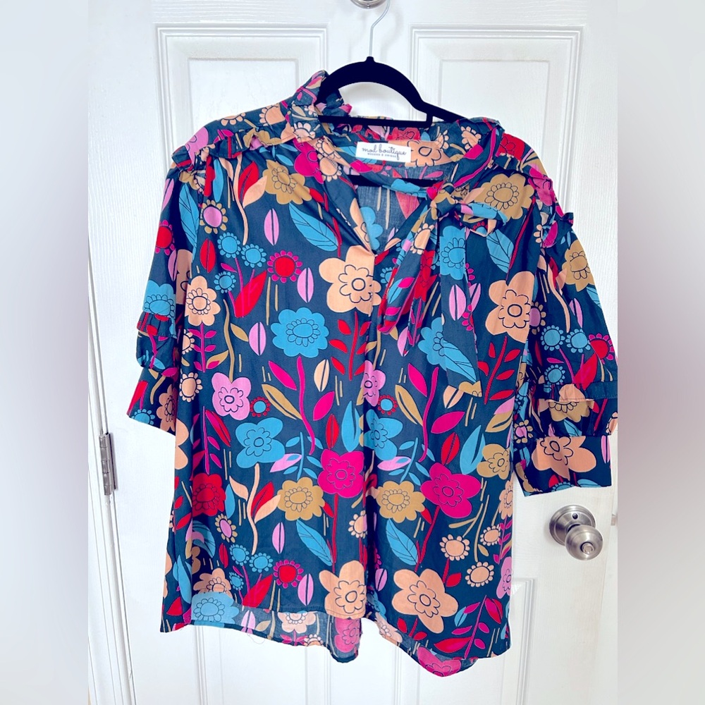 Floral Tied V Neck Blouse